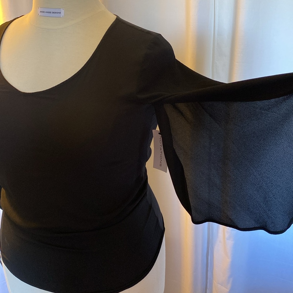 Black Petal Sleeve Blouse